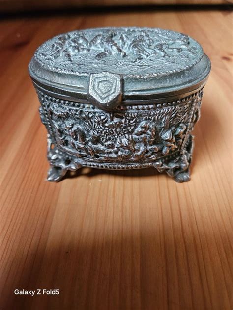 antique silver box heavy ornate casket Kasli Russia 